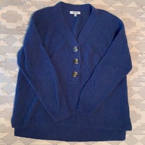 Maedwell ribbed Lyle Henley Sweater - blue - small